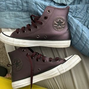 Shiny purple high top converse size 7
